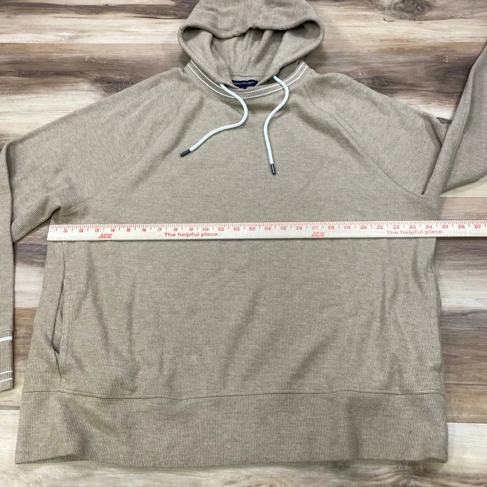 Banana Republic Hoodie Mens XL Minimalist Cotton Blend Ribbed Relaxed Tan Casual